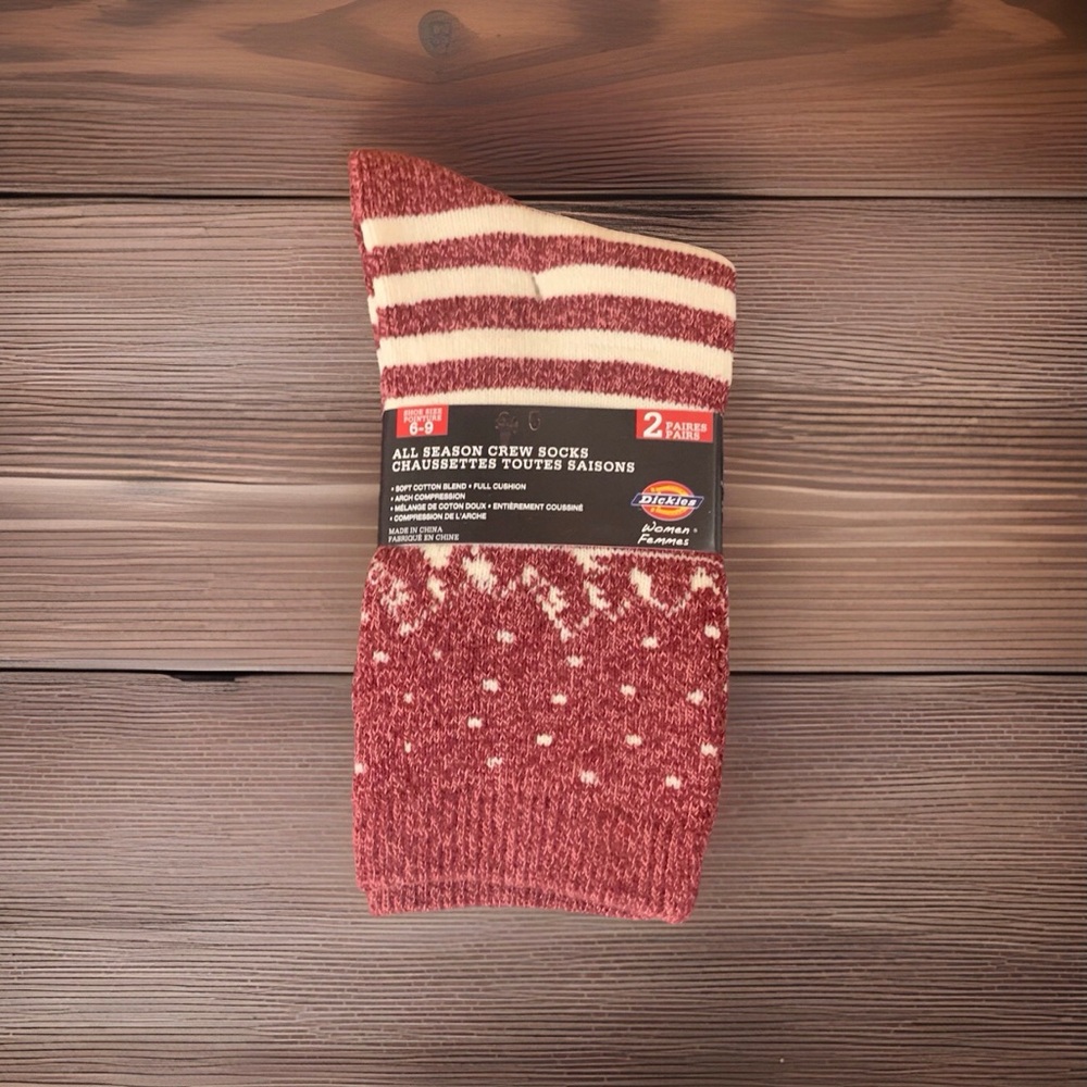 🎈 Dickies Women's All Season Crew Socks 2p (Shoe Size 6-9)